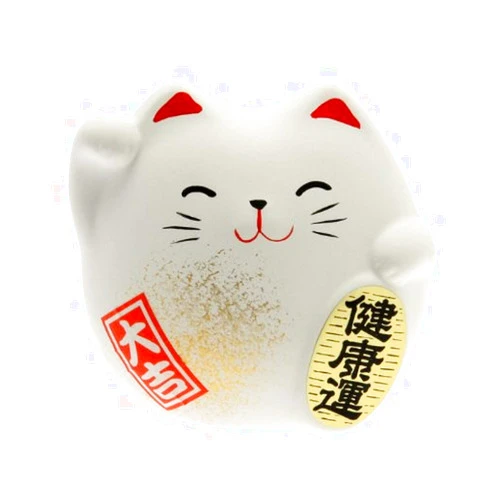 Kotobuki Maneki Neko Charm Kenkoh-un Collectible Figurine, Good Health, White