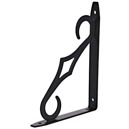 Knape & Vogt John Sterling Colonial Style Decorative Shelf Bracket, 7-Inch, Black, RP-0090-7BK