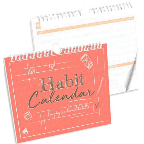 Clever Fox Habit Tracker Calendar – Inspirational Goal Tracker and Habit Calendar for Atomic Habits – Colorful Habit & Goal Planner Journal to Boost Productivity – 24 Months, 10″ x 8″ (Pink)