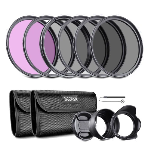Neewer 72mm ND Lens Filter Kit: UV, CPL(Circular Polarising), FLD, ND2, ND4, ND8, Lens Hood and Lens Cap Compatible with Canon Nikon Sony Panasonic DSLR Cameras