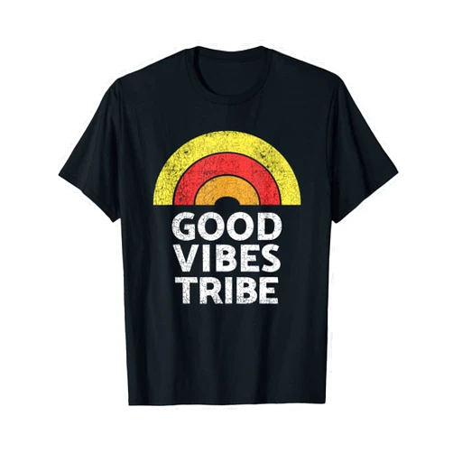 Good Vibes Tribe Tees Good Vibes Tribe Vintage Boho Hippie Cute Sun Rainbow Summer T-Shirt for Men Women Girls Kids