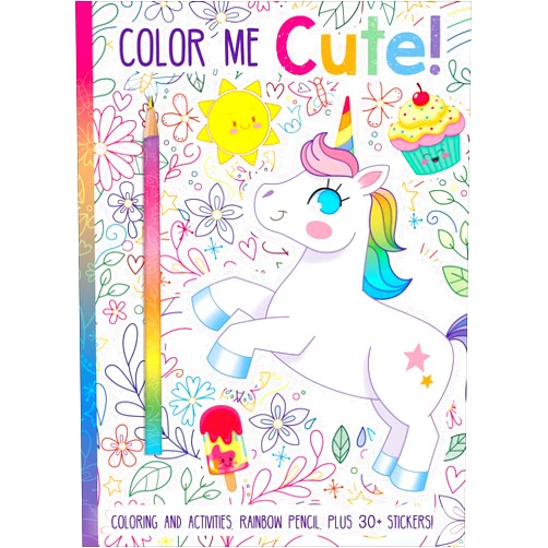 By Courtney Acampora (Author), Heather Burns (Illustrator) Color Me Cute! Coloring Book with Rainbow Pencil