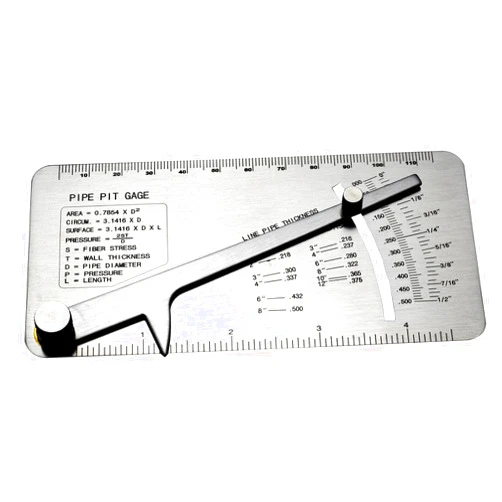 RIVERWELD Pipe Pit Gauge Welding Gage Test Ulnar Welder Inspection Range is 0 to 1/2” in 1/64” & .010 Increments Inch or Metric