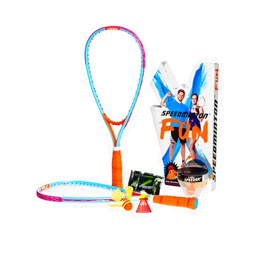 Speedminton SM01-FUN-10 FUN Set - Alternative to beach ball, spike ball, badminton, incl. 1 HELI and one FUN Speeder, perfect for the beach, park or backyard, Blue Orange