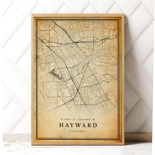 MG Global Historical Poster of Old Hayward | 11x17 12x18 16x24 24x36 Unframed Print Wall Art | Hometown City Gift | Vintage Antique Rustic Home Office Decor