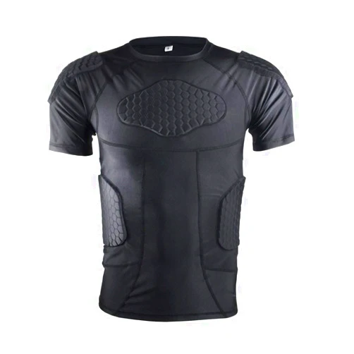 Boly Men's Padded Compression Shirt - Protective Short Sleeve for Sports & Training - Adult Black
