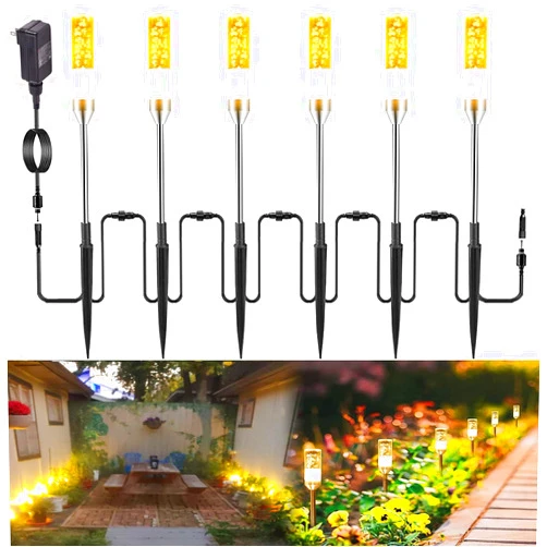 GreenClick LED Pathway Lights, 4.8W 12V Low Voltage Landscape Lighting, 6 Pcs 570 Lumen Outdoor Lights, Super Bright Extendable Path Lights, IP65 Waterproof Garden Lights for Yard Patio Walkway, 2700K