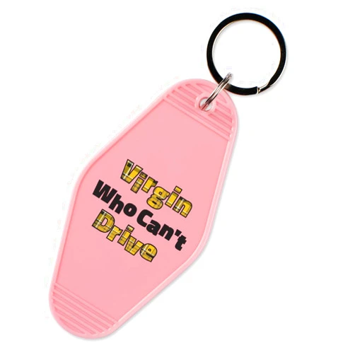 TeesAndTankYou Virgin Who Can't Drive Vintage Style Motel Keychain Key Tag 3.5