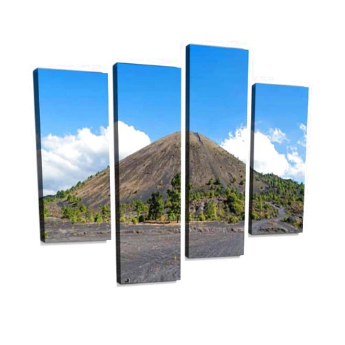 Weone Artwork Paricutin Volcano Canvas Wall Art Hanging Paintings Modern Artwork Abstract Picture Prints Home Decoration Gift Unique Designed Framed 4 panel