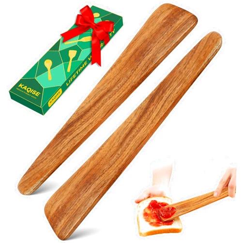 KAQISE 2PCS Wooden Spatula for Cooking, 12