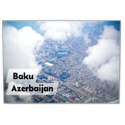 Photomagnet View from The Plane to The City of Baku Azerbaijan The Caspian Sea and The Island, Fridge Magnet