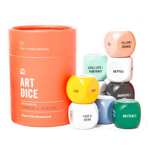 Two Tumbleweeds Art Dice - Drawing & Painting Game for Adults, Artists & Teachers - Set of 9 Dice for Creative Inspiration - Drawing Prompts for Studio and Classroom - Gift for Artist - 1+ Players