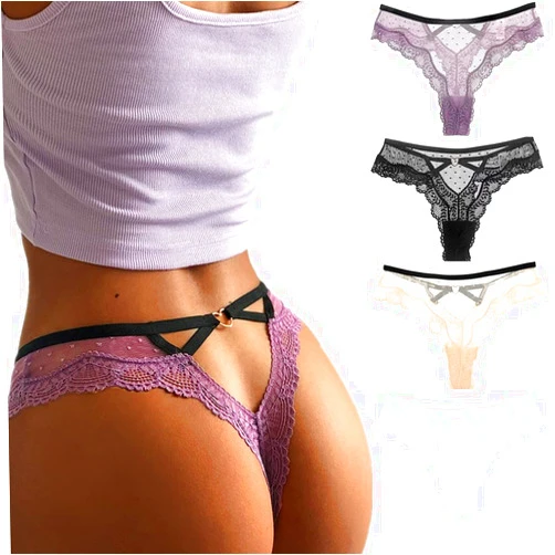 Weduomig chahoo Sexy Women Thongs Ladies Underwear Stretch Low Rise Hipster Bikini Panties G-string Brief 4Pack Underpants