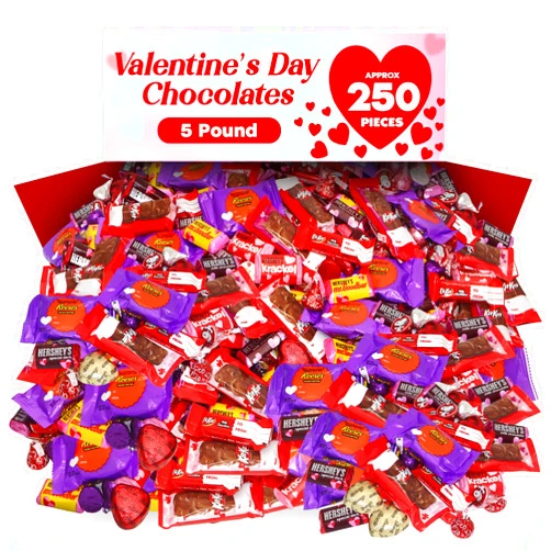 Taboom Valentine's Day Chocolate Candy Variety 5 Pound - Approx. 250 Pieces Bulk Chocolate Valentines Themed Candy For Classroom, Celebration Parties, Gifts, Snacks & Treats