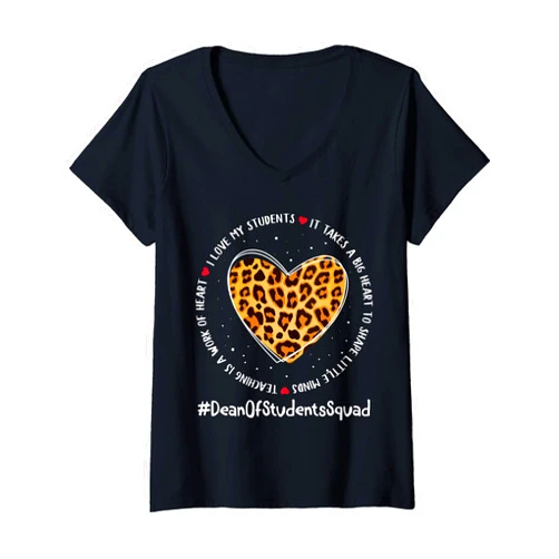 Appreciation Week Leopard Dean of Students Squad Womens Dean of Students Squad Appreciation WEEK Back To School V-Neck T-Shirt