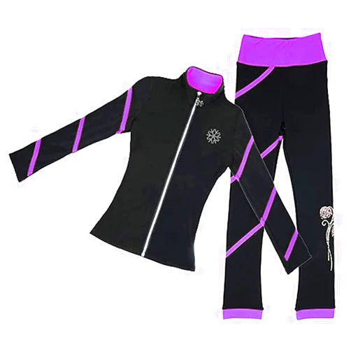 LIUHUO Figure Skating Spiral Jacket Pants Fleece Pants for Girls Yellow Pants for Women