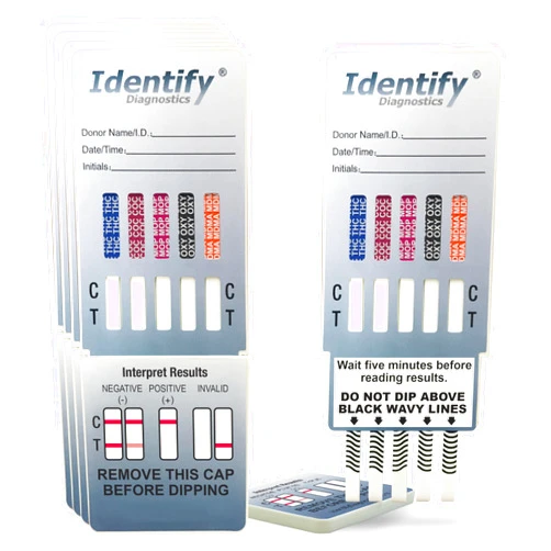 Identify Diagnostics Drug Test Cards | 5 Pack | 10 Panel Dip CLIA Waived Instant Urine Drug Test Kit for AMP,BAR,BZO,COC,MDMA,MET,MOP|OPI,MTD,OXY,THC