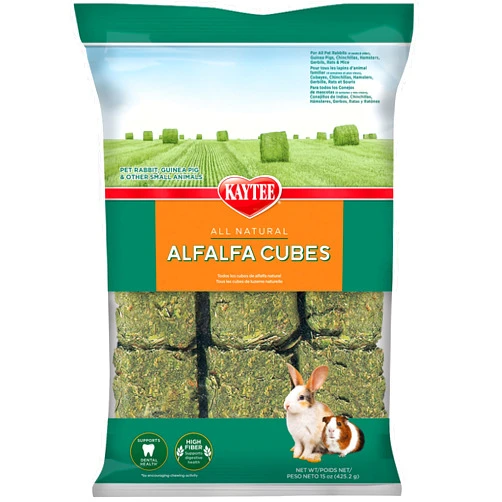 Kaytee Alfalfa Cubes for Rabbits, Guinea Pigs, and Other Small Animals, 15 oz