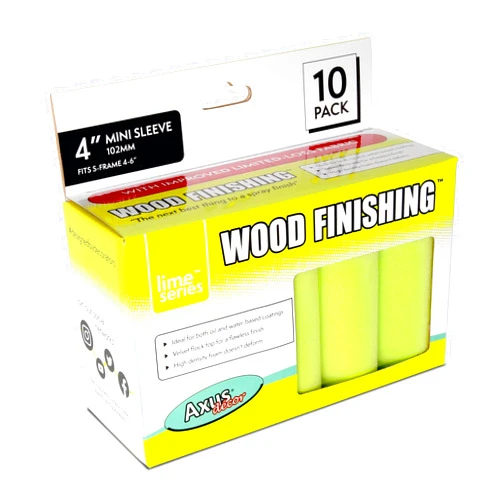 Axus Décor Axus Decor Wood Finishing Roller (Lime Series) Mini Roller Sleeves for Smooth Finish Painting, for Professional & DIY Projects, Compatible with Solvent & Water Based Paints – 4 Inch/100mm, Pack of 10
