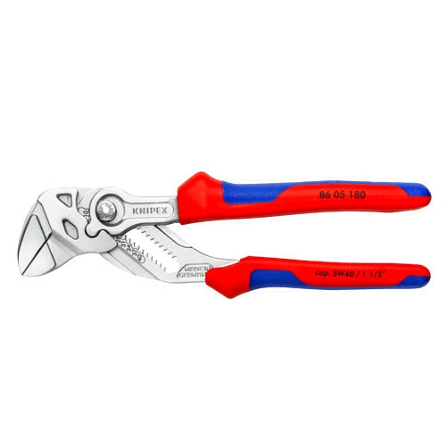 KNIPEX Tools - Pliers Wrench, Chrome, Multi-Component (8605180), 7-1/4 inches