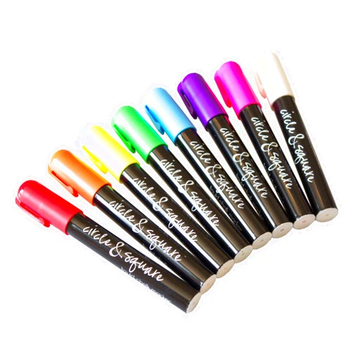 Circle and Square Decor Wet erase chalk pens | liquid chalk markers | Reversible 6mm tip - round and chisel.
