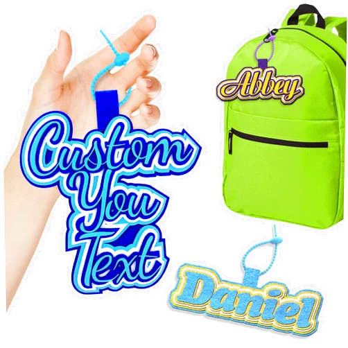 HJX Personalized Bag Charms - Custom Text Luggage Tags for Suitcases, Fun Bag Accessories Charm for Tote Bags Rubber Beach Bag Backpack (Wool Felt)
