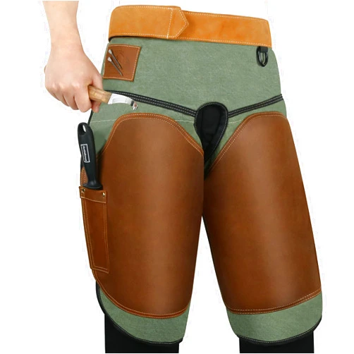 Antidious Professional Farrier Chaps Leather Farrier Apron with Adjustable Belt and Knees Straps Hoof Trimming, 2 Pockets and Extra Hook for Storage, Suitable for 28’’~55’’ Waistline