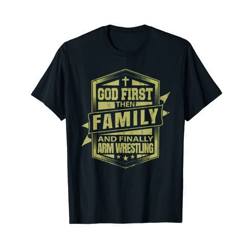AP Lucky Designs for People Arm Wrestling T-Shirt - Men's Black Small Classic Fit Crew Neck Short Sleeve
