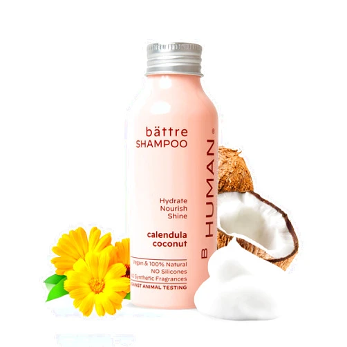BHUMAN bättre Dry Shampoo Powder for Women and Men, Water-Activated Natural Dry Shampoo with Coconut, Cruelty-free Vegan Dry Shampoo, Sustainable Hair Cleanser, Up to 50 Washes, Calendula Coconut