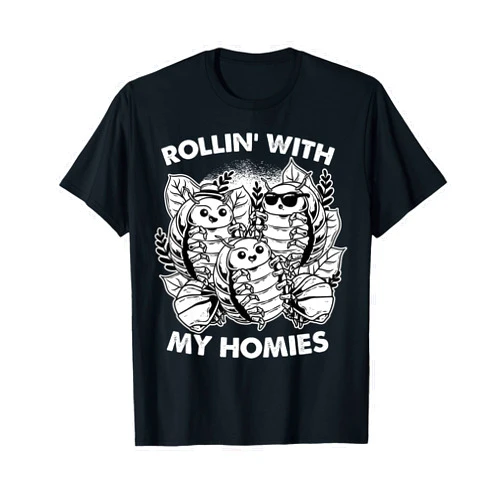 Isopod Gifts by Crush Retro Isopod Pill Bug Rollie Pollie Rollin' with The Homies T-Shirt