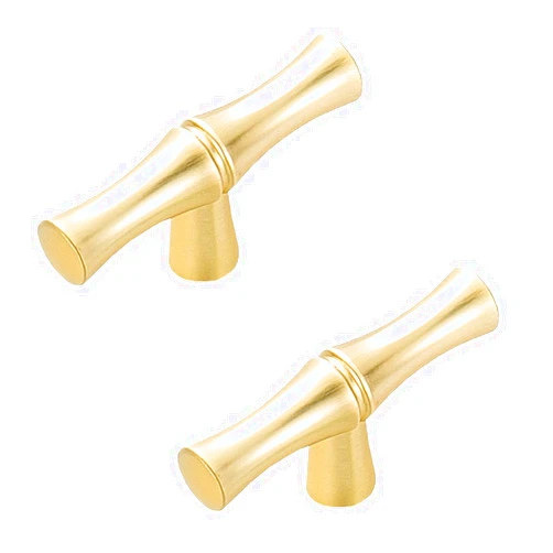 Bilindasly Naisian Bilindasly Bamboo Shape Cabinet Knobs Gold Dresser Knobs Kitchen Knobs Zinc Alloy Cupboard Wardrobe Knobs Drawer Pulls Door Knobs Single Hole Hardware Drawer Handles, 2 Pack