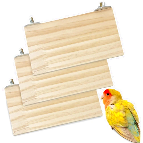 kathson Bird Wood Platform Parrot Perch Stand Parakeet Playground Cage Corner Shelf for Conures Budgies Parakeets Cockatiels Lovebirds 3Pcs
