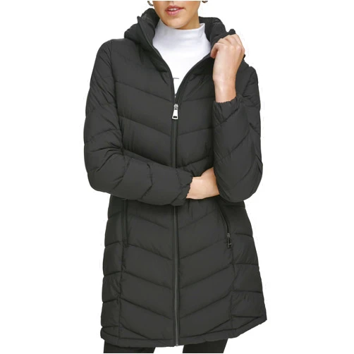 Calvin Klein Women's Classic Hooded Zip Front Puffer Coat