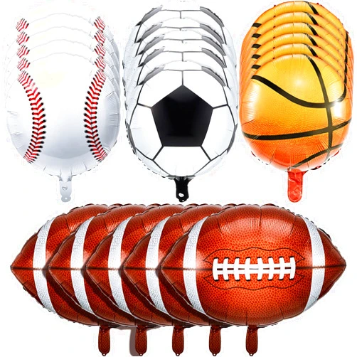 Sumind 20 Pieces Sports Foil Balloon Set, Baseball Balloons Football Balloons Basketball Balloons Soccer Balloons Metallic Balloons Sports Game Balloons for Boy Baby Shower Birthday Sports Themed Party