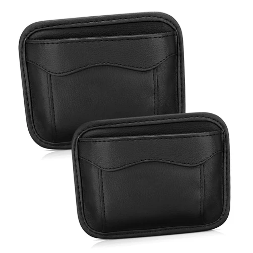 Accmor 2pcs Universal Car Side Pocket Organizer, PU Leather Car Pocket Pouch Cell Phone Sunglasses Holder for Car, Car Seat Gap Filler Accessories Organizer for Car Seat, Door, Window, Console