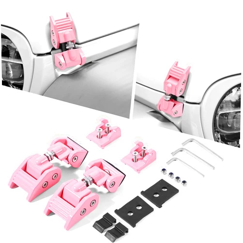 STANVEE Hood Latch Aluminum Hood Latch Compatible with Jeep Wrangler JK/JKU 2007-2017, JL/JLU 2018-2022 and Jeep Gladiator 2020-2022 (Pink)