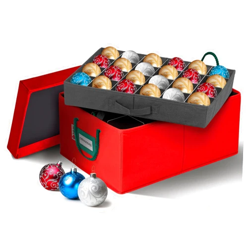 HOLDN’ STORAGE Christmas Ornament Storage Container Box with Dividers – Convenient Durable 2 Individual Removable Trays Fits Up to 48-3” Ornaments.
