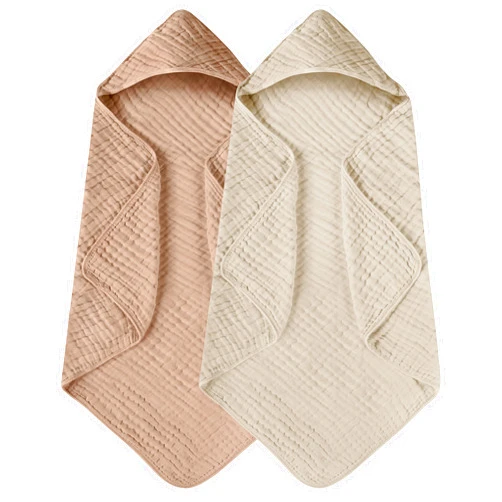 Yoofoss Hooded Baby Towels for Newborn 2 Pack 100% Muslin Cotton Baby Bath Towel with Hood for Babies, Infant, Toddler and Kids, Large 32x32Inch, Soft and Absorbent Newborn Essential