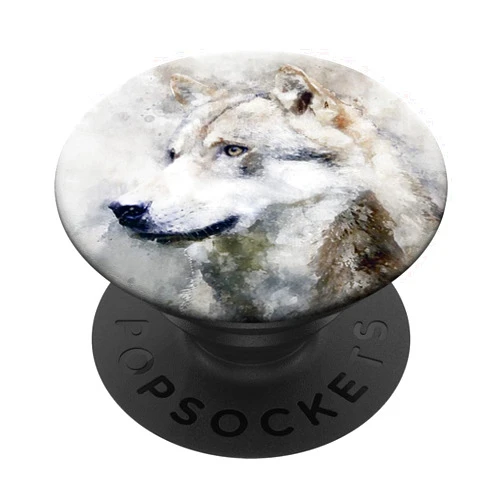 Dramabite Wolf Watercolor Artsy Splash Painting Wild for Wolves Lover PopSockets Standard PopGrip
