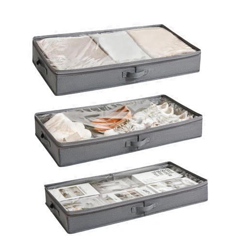 Berdeng 3 Pack Under Bed Storage Containers, Low Profile Underbed Shoes and Clothes Storage Organizer with Sturdy Sidewalls/Bottom, Large Dorm Storage Bins,33 * 17 * 4.5 inches,45L