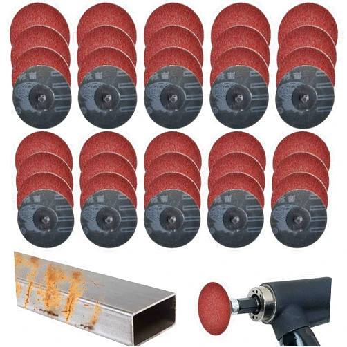 Lainballow 50 Pcs 3 inch Sanding Discs, 80 Grit Grinding Pads, R-Type Roll Lock Sandpaper Discs, Quick Change Grinding Pad for Die Grinder Surface Polish Burr Rust Paint Removal Use
