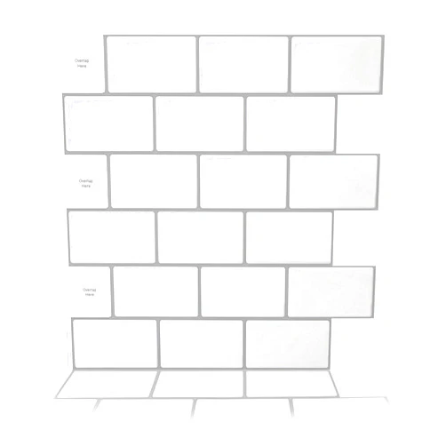 Art3d 10-Sheet Peel and Stick Backsplash, 12 in. x 12 in. Subway 3D Wall Panels, Mono White with Gray Grout