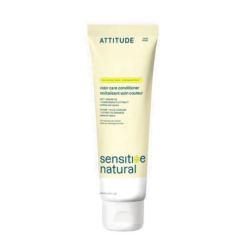 ATTITUDE Hair Conditioner for Sensitive Dry Scalp, Soothing Oat, Protects Color, Naturally Derived Ingredients, Dermatologically Tested, Vegan Detangler, Color Care, 8 Fl Oz