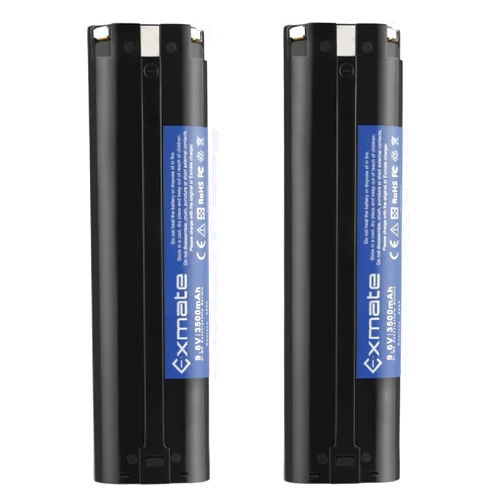 Exmate 2Pack 9.6V 3.5Ah Ni-MH Replacement Battery Compatible with Makita 9000 9033 193890-9 192696-2 632007-4 6096D 6093D DA391D 6095D 5090D 4390D 6012HD 5090D 8402VD ML902 High Capacity Battery Pack