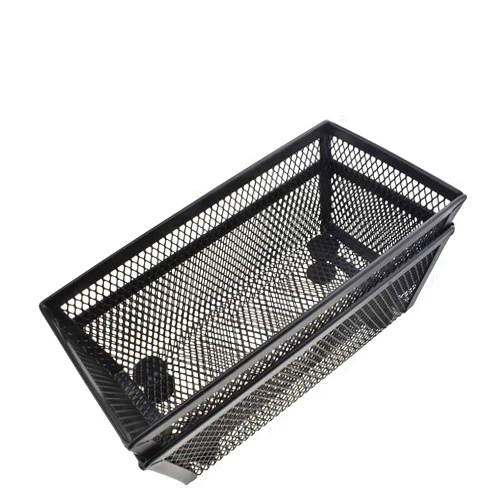 HAHIYO Stackable Mesh Tray Cup 6 x 3 x 2 inches Sturdy Container for Desk Drawer Organizer Collection for Home Office School kitchen Soft Foam Feet No Sharp Edges 2 Pack Black