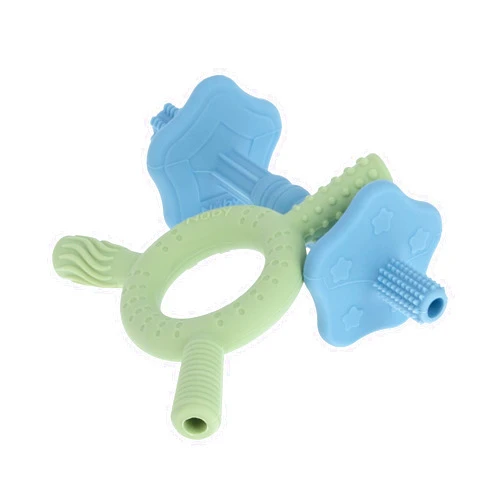 Nuby Hollow Tube Silicone Teething Toy - (2-Pack) Baby Teething Sticks - 3+ Months - Blue and Green