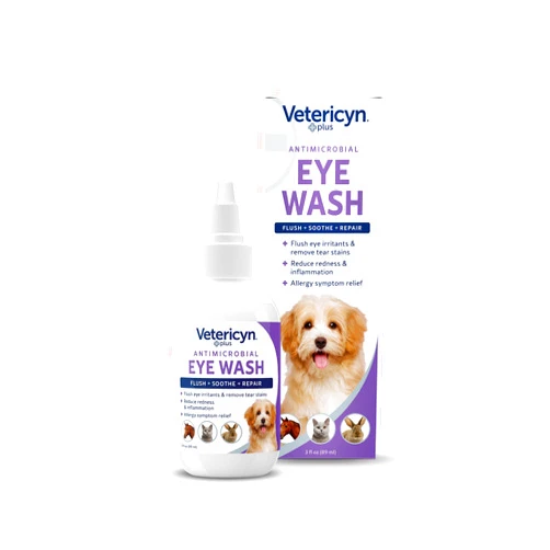 Vetericyn Plus Dog and Cat Eye Wash | Eye Drops for Dogs and Cats to Flush and Soothe Eye Irritations, Dog Tear Stain Cleaner, Safe for All Animals. 3 ounces