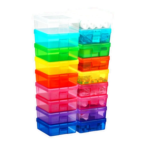 Naivees Organizing Container with Latching Lids,Stackable Plastic Empty Storage Boxes for Office,Lego,Crayon and Other Craft Projects (18 Pack-Color)