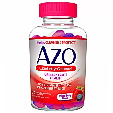 AZO Cranberry Urinary Tract Health Gummies Dietary Supplement, 2 Gummies = 1 Glass of Cranberry Juice, Helps Cleanse & Protect, Natural Mixed Berry Flavor, 72 Gummies 72 Count (Pack of 1)