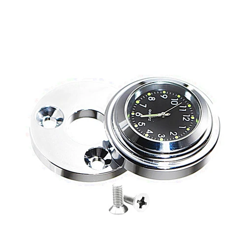 Rudyness Chrome Fork Lock Clock Cover Waterproof Black Dial for Harley Touring Road King